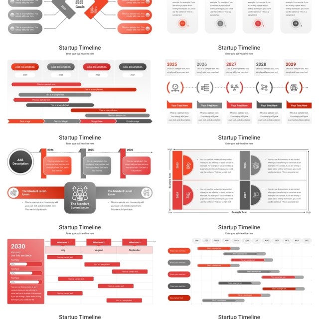 启动时间表信息图表格PPT模板素材Startup Timeline