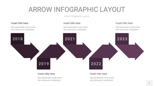 深紫色箭头PPT信息图表7