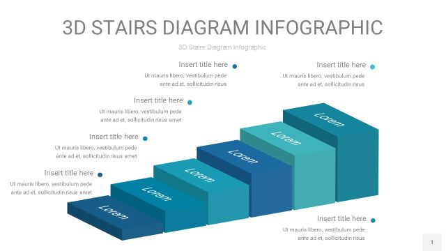 蓝绿色3D阶梯PPT图表1
