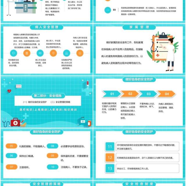 蓝色卡通风病区安全管理新护士上岗培训PPT模板