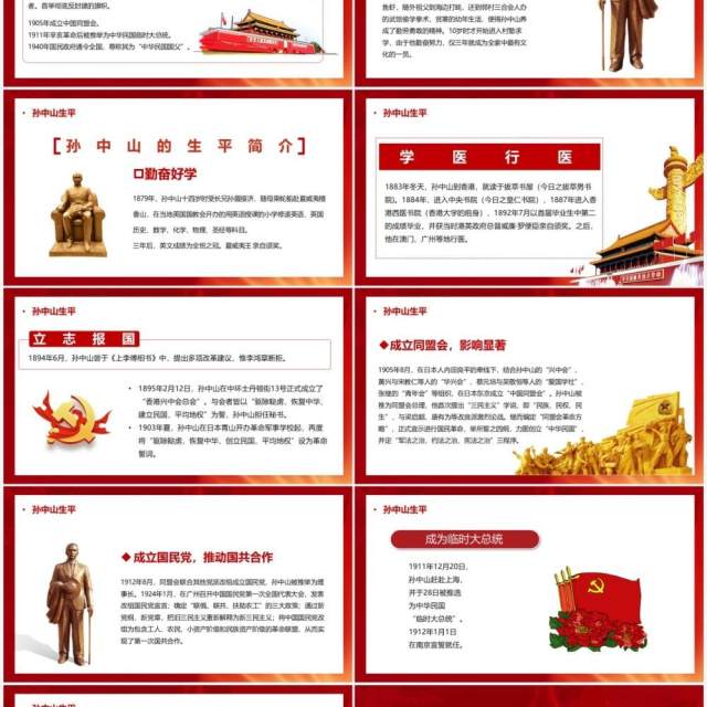红色党政学习中山精神争做阳光学子PPT模板 红色党政学习中山精神争做阳光学子PPT模板