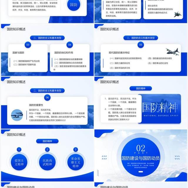 蓝色简约风大学生国防教育PPT模板 蓝色简约风大学生国防教育PPT模板