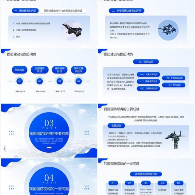 蓝色简约风大学生国防教育PPT模板 蓝色简约风大学生国防教育PPT模板