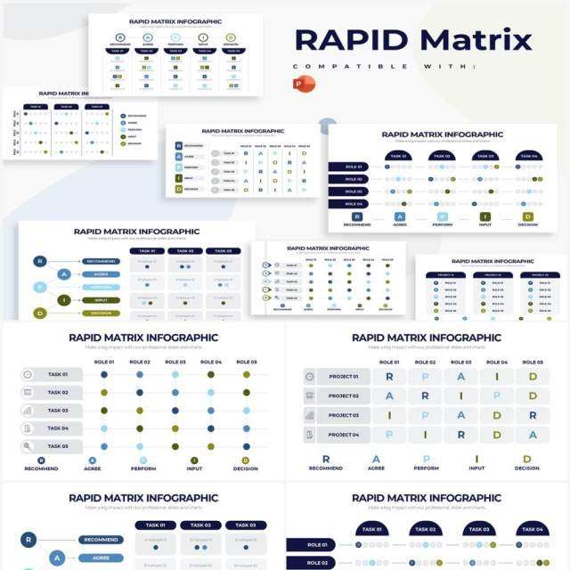 简约商务快速矩阵图PPT信息图形素材RAPID Matrix Powerpoint Infographics