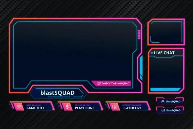 爆破队抽搐叠加UI界面PSD设计模板blast squad twitch overlay template 爆破队抽搐叠加UI界面PSD设计模板blast squad twitch overlay template