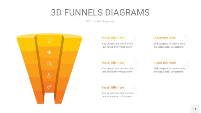 黄色3D漏斗PPT信息图表11