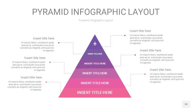 粉紫色3D金字塔PPT信息图表20