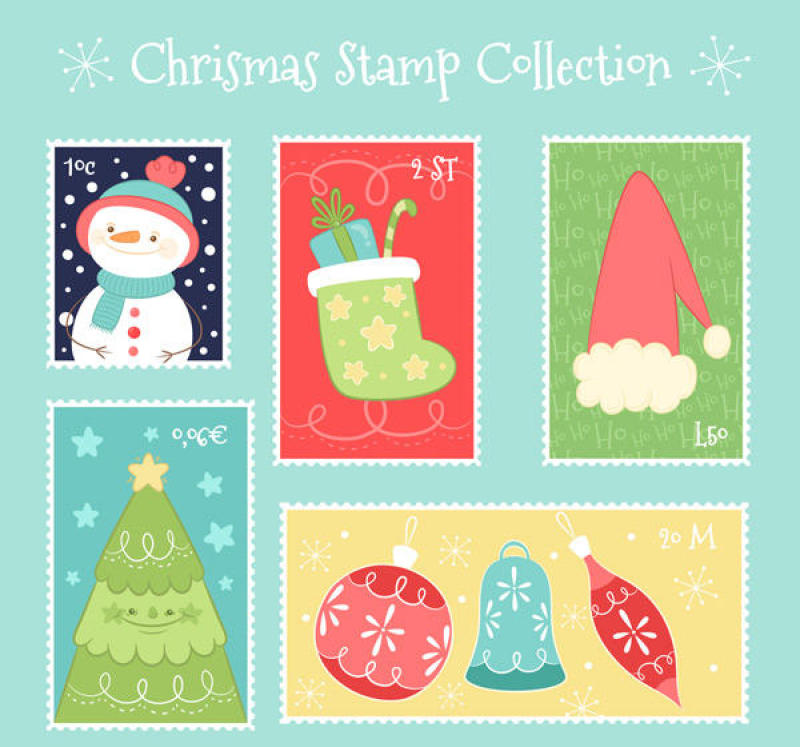 彩绘圣诞邮票