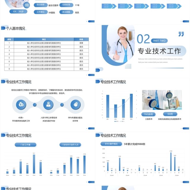 蓝色医生正高级职称晋升答辩述职报告PPT模板