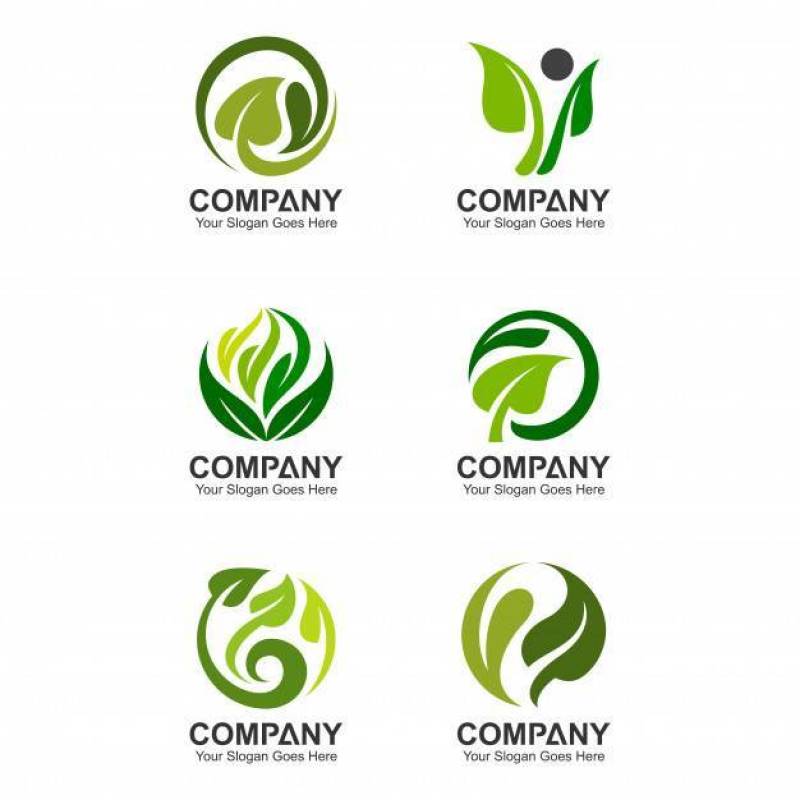 Abstract leaf logo template, leaf icons, green logo set