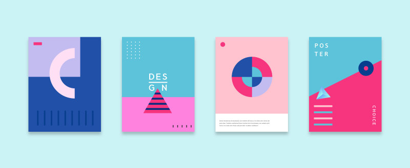 简洁现代几何扁平化海报创意平面广告UI设计封面版式矢量素材模板09