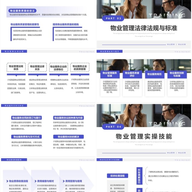 紫色商务风物业经理管理培训PPT模板 紫色商务风物业经理管理培训PPT模板