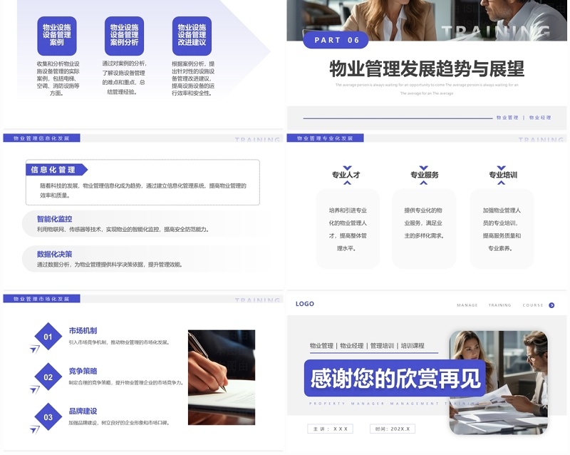 紫色商务风物业经理管理培训PPT模板