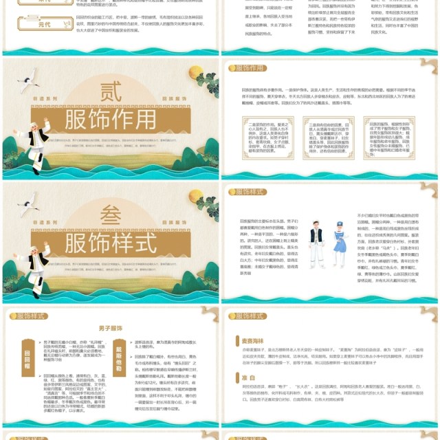 棕色中国风非遗系列之回族服饰PPT模板 棕色中国风非遗系列之回族服饰PPT模板