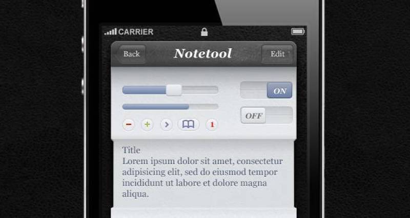 Notetool iPhone App UI Kit Psd