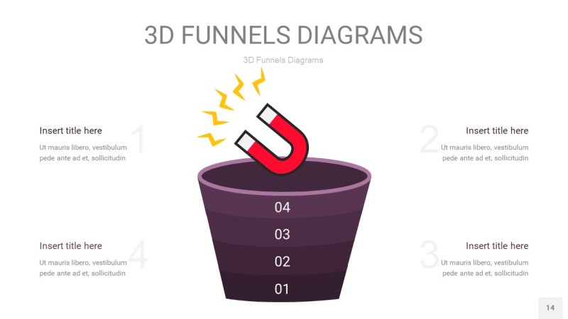 深紫色3D漏斗PPT信息图表14