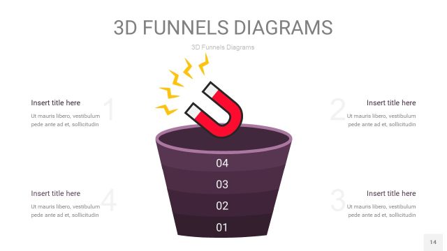 深紫色3D漏斗PPT信息图表14