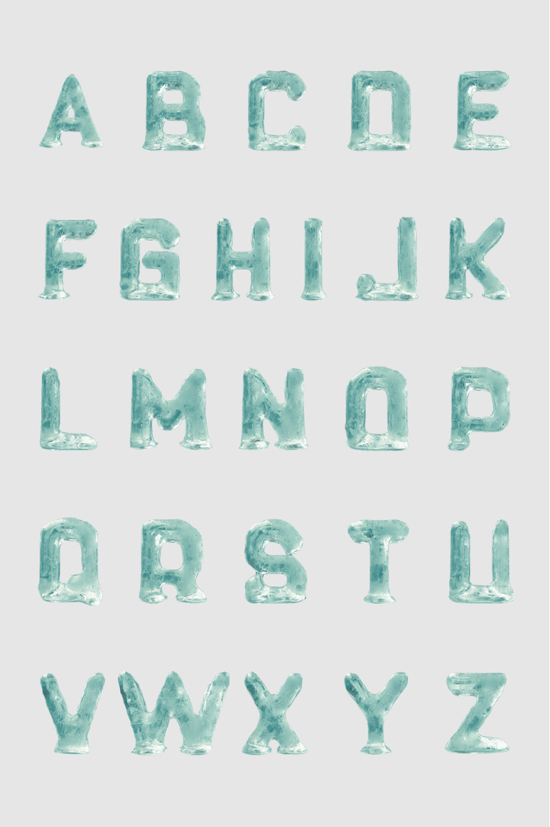 冰冰漂亮不透明绿色3D字母建模设计素材