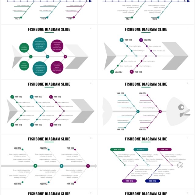简约鱼骨图PPT信息图素材模板Fishbone Slides Template 简约鱼骨图PPT信息图素材模板Fishbone Slides Template