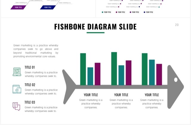 简约鱼骨图PPT信息图素材模板Fishbone Slides Template