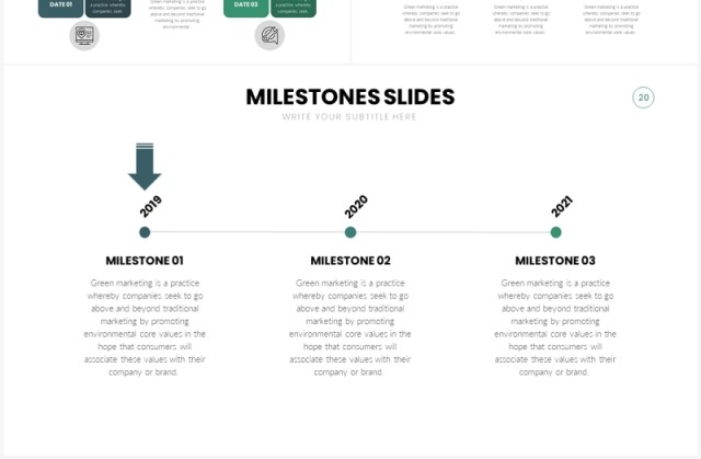 绿色简洁里程碑时间轴PPT信息图形素材Milestones Slides Template 绿色简洁里程碑时间轴PPT信息图形素材Milestones Slides Template