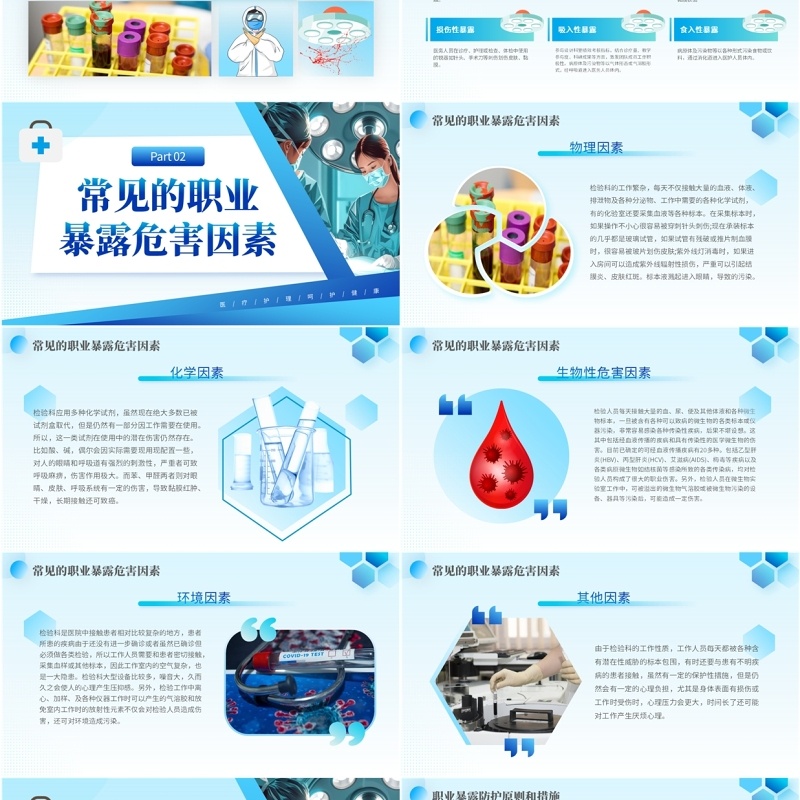 蓝色商务风手术室职业暴露与防护PPT模板