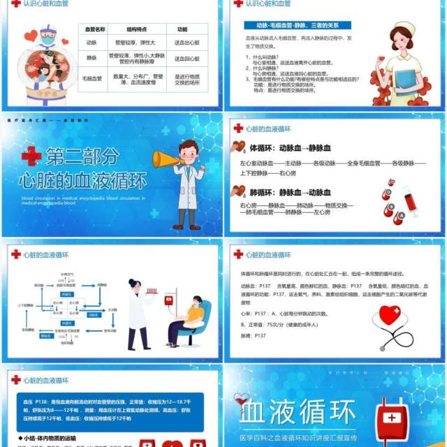 卡通风医疗百科之血液循环知识讲座PPT模板 卡通风医疗百科之血液循环知识讲座PPT模板