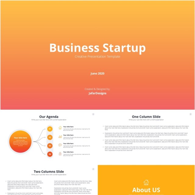 橙色商业公司创业信息图PPT模板Orange Business Startup PowerPoint