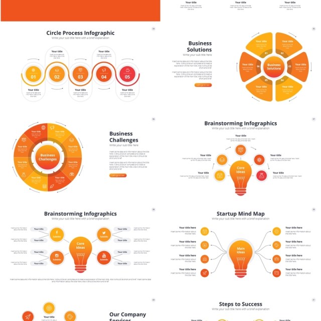 橙色商业公司创业信息图PPT模板Orange Business Startup PowerPoint