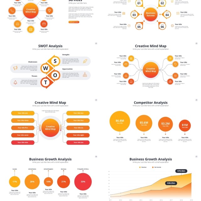 橙色商业公司创业信息图PPT模板Orange Business Startup PowerPoint