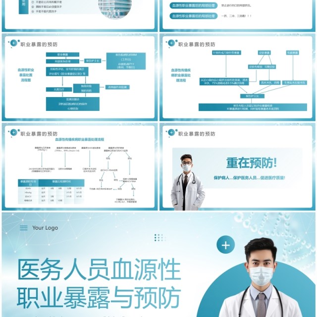 绿色医疗风医务人员血源性职业暴露与预防PPT模板