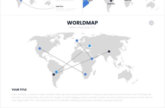 蓝色简约世界地图PPT素材Worldmap Slides Template