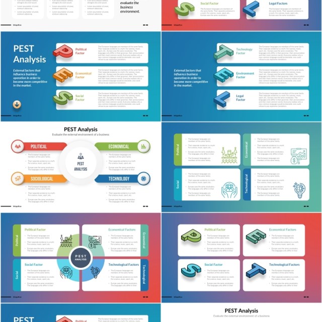 战略管理宏观环境分析信息图PPT模板素材Pestle Infographics