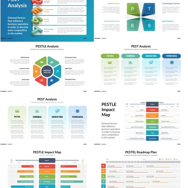 战略管理宏观环境分析信息图PPT模板素材Pestle Infographics