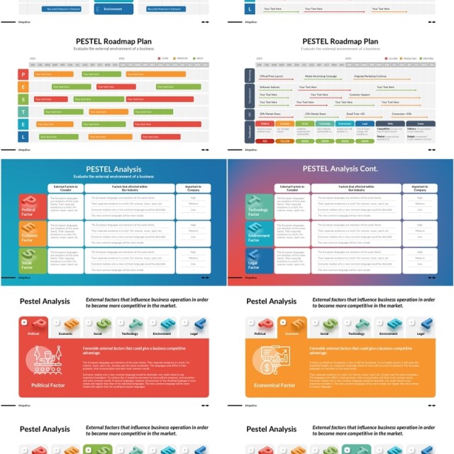 战略管理宏观环境分析信息图PPT模板素材Pestle Infographics