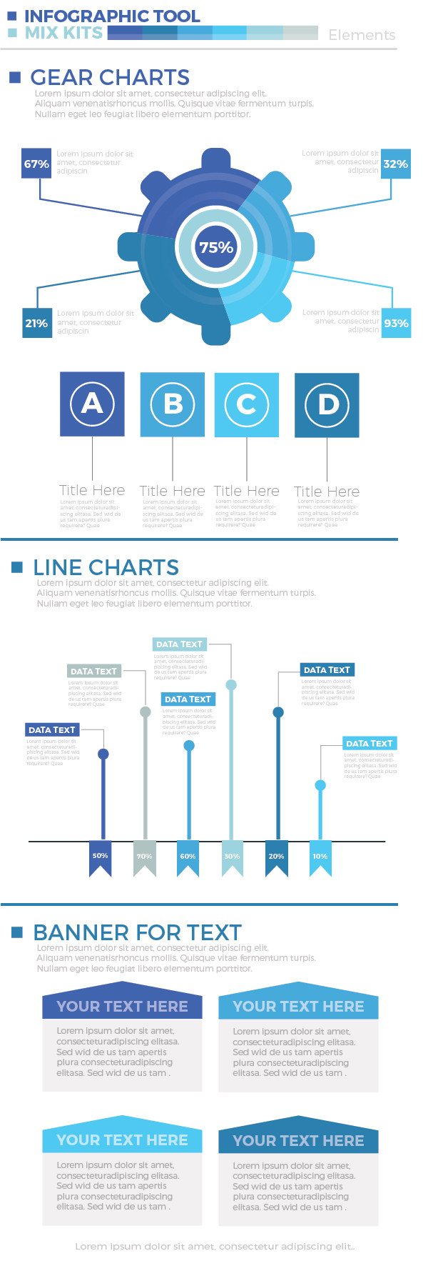 蓝色商务信息图形元素设计Blue Business Infographics Elements Design