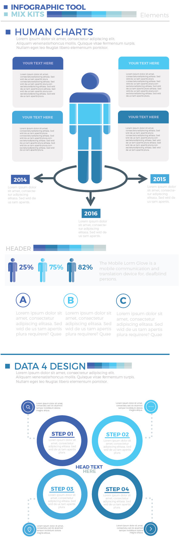 蓝色商务信息图形元素设计Blue Business Infographics Elements Design