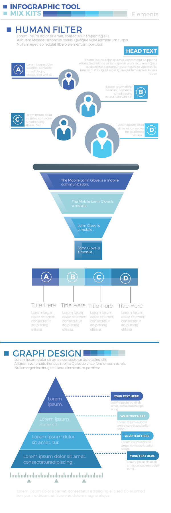 蓝色商务信息图形元素设计Blue Business Infographics Elements Design