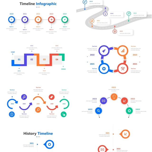 历史时间线时间轴流程图PPT素材Timeline History