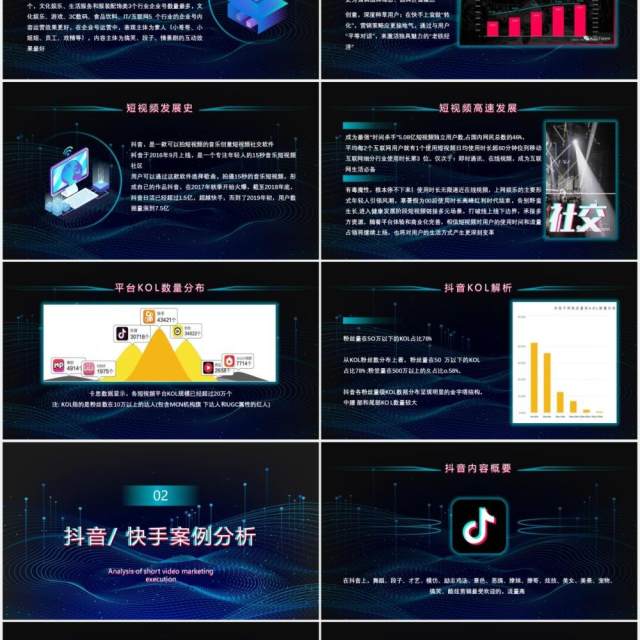 蓝色科技风互联网短视频营销执行解析运营详细PPT模板