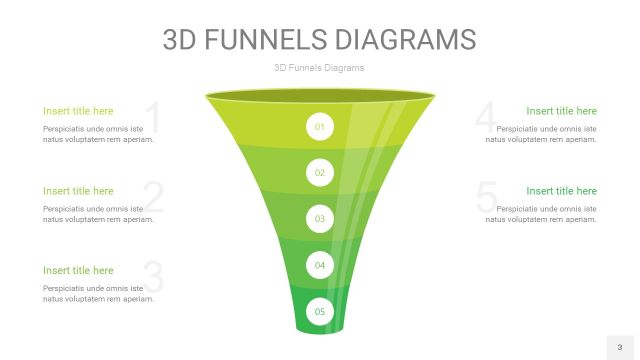 浅绿色3D漏斗PPT信息图表3