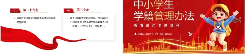 红色卡通风中小学生学籍管理办法PPT模板