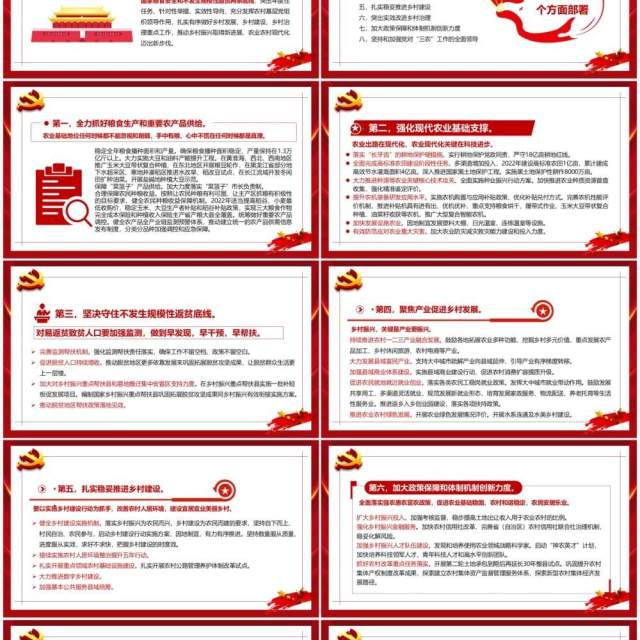 红色党政学习解读中央一号文件PPT模板 红色党政学习解读中央一号文件PPT模板