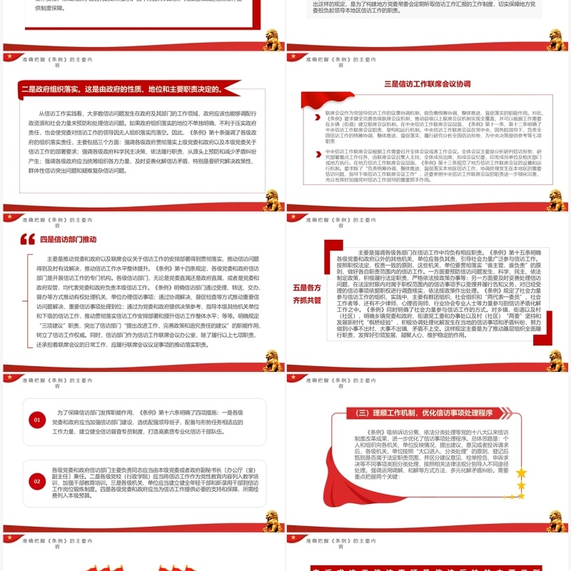 红色简约风学习信访工作条例PPT模板