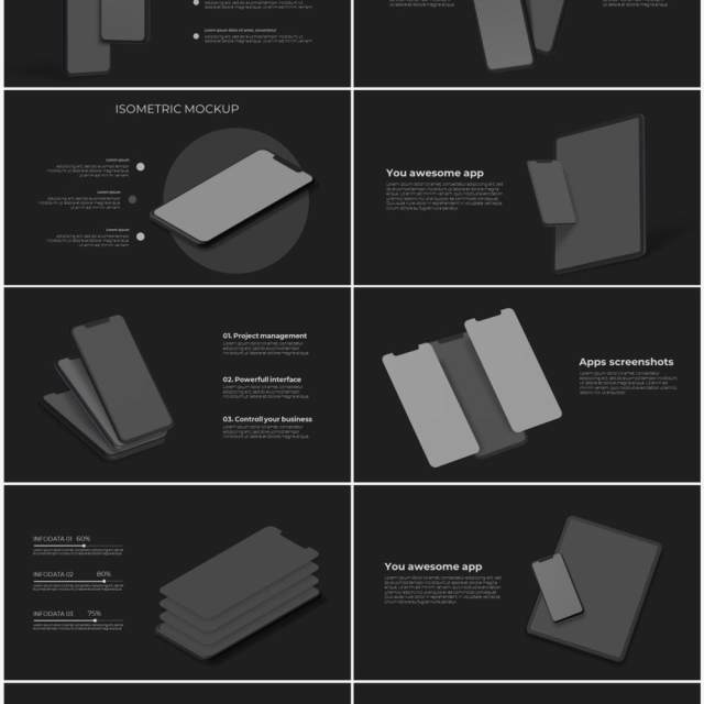 深色手机电脑设备实体模型PPT元素素材Devices dark