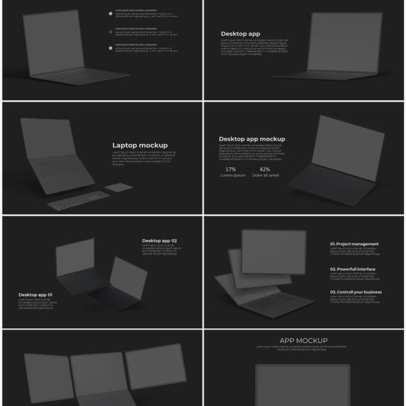 深色手机电脑设备实体模型PPT元素素材Devices dark