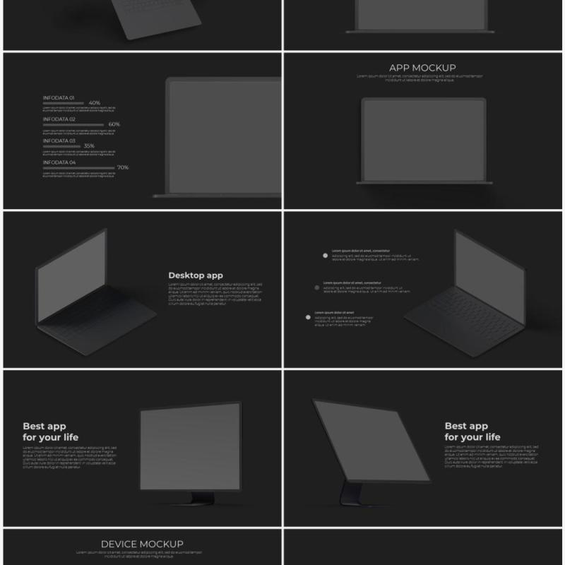 深色手机电脑设备实体模型PPT元素素材Devices dark