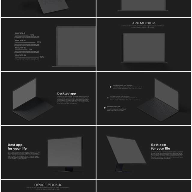 深色手机电脑设备实体模型PPT元素素材Devices dark