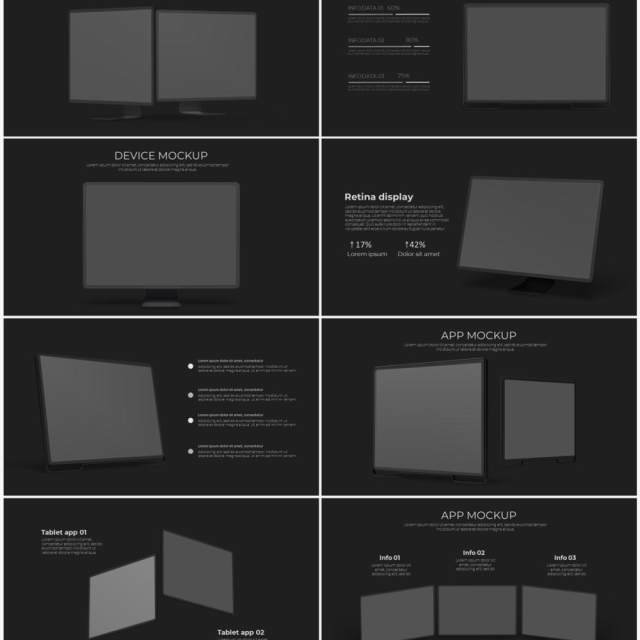 深色手机电脑设备实体模型PPT元素素材Devices dark