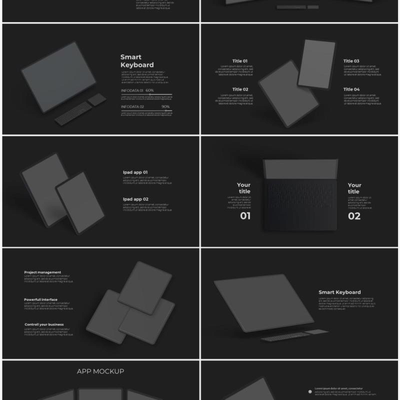 深色手机电脑设备实体模型PPT元素素材Devices dark